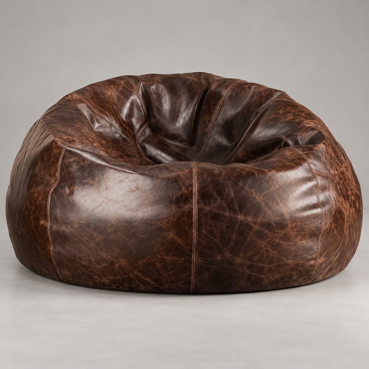 Grand Distressed Leather Bean Bag Chair - Brown