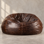 Grand Distressed Leather Bean Bag Chair - Brown