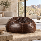 Grand Distressed Leather Bean Bag Chair - Brown