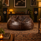 Grand Distressed Leather Bean Bag Chair - Brown
