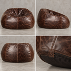 Grand Distressed Leather Bean Bag Chair - Brown