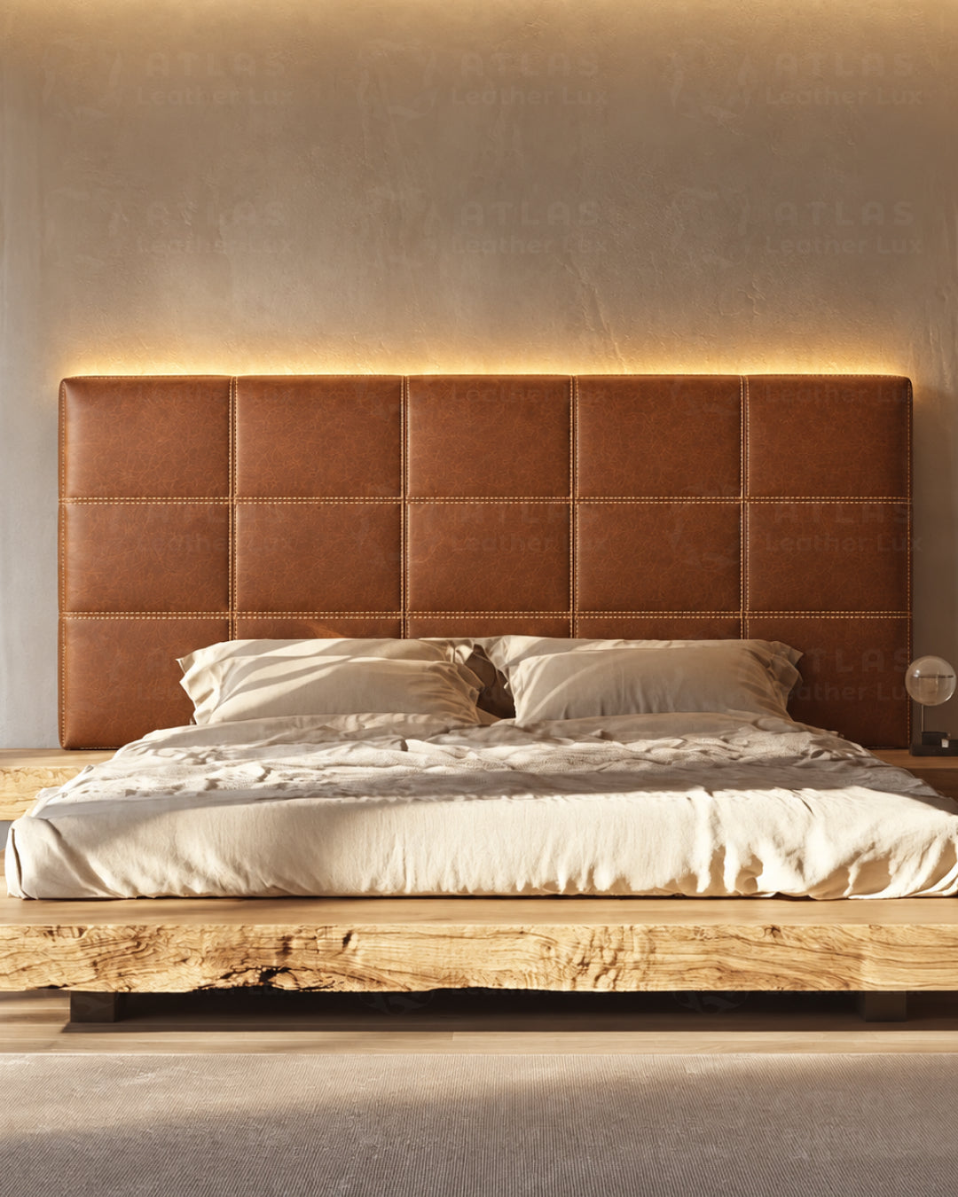 Handmade Leather Headboard – Brown