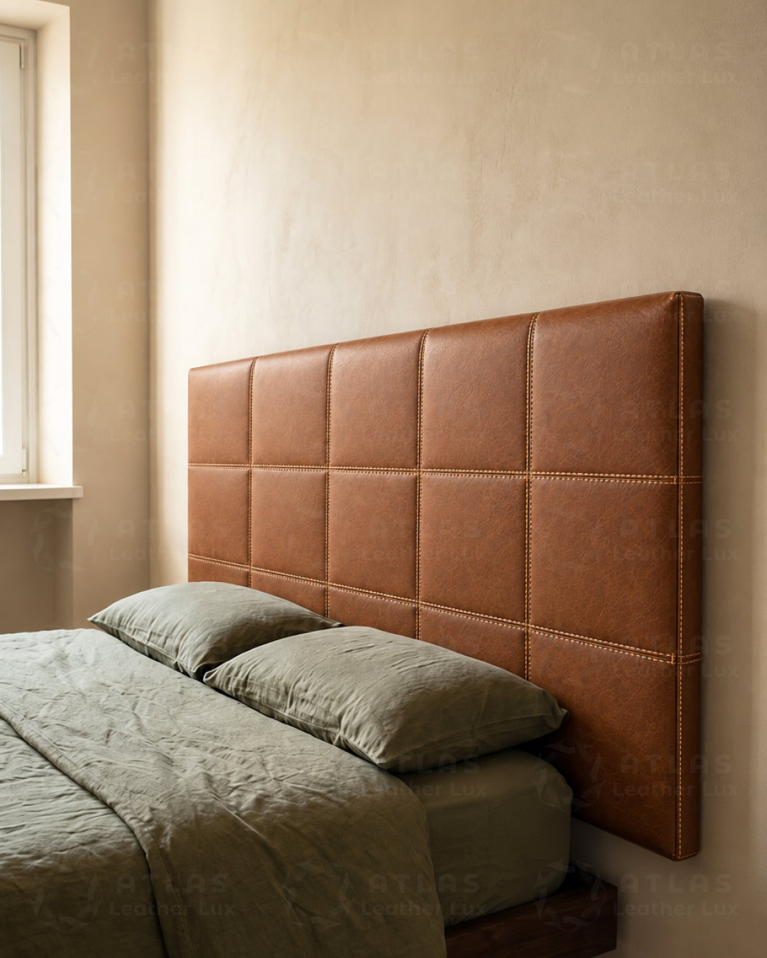 Handmade Leather Headboard – Brown