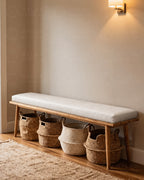 Leather Bench Cushion - White and Unstuffed