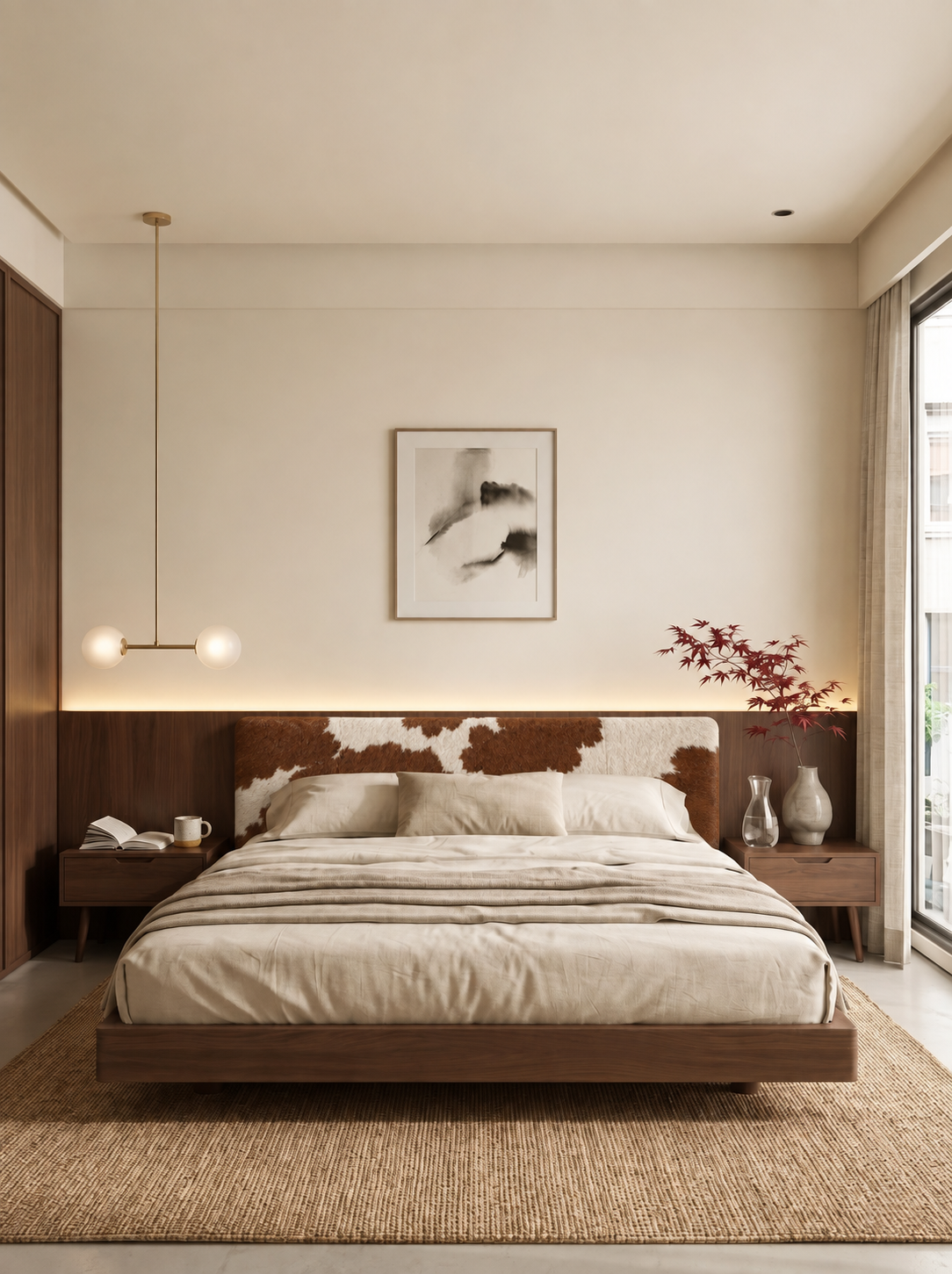 Handmade Hair-on Cowhide Leather Headboard