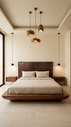 Handmade Dark Brown Leather Panel Headboard