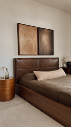 Handmade Dark Brown Leather Panel Headboard