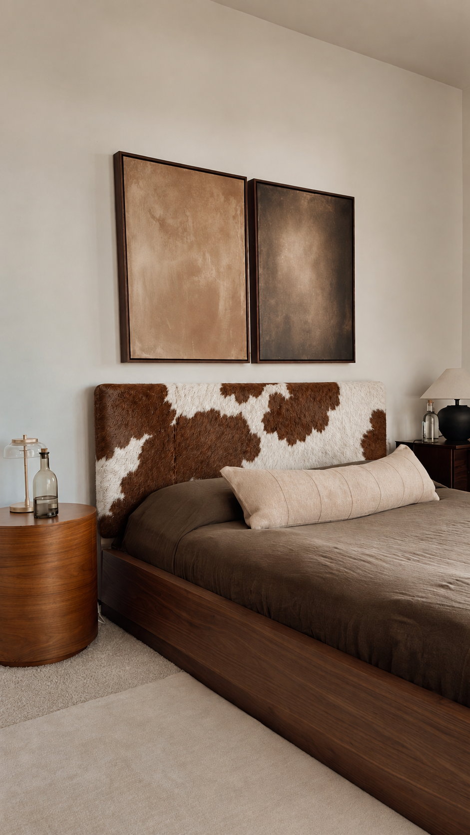 Handmade Hair-on Cowhide Leather Headboard