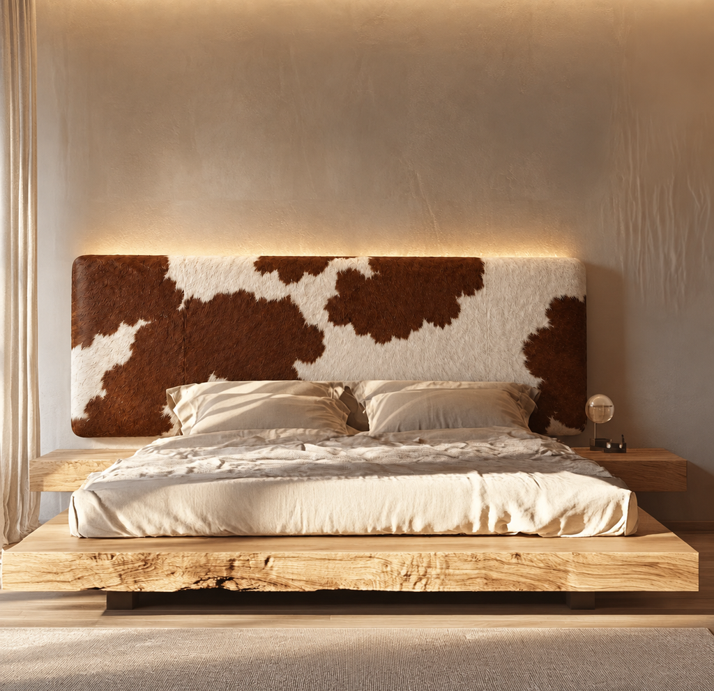 Handmade Hair-on Cowhide Leather Headboard