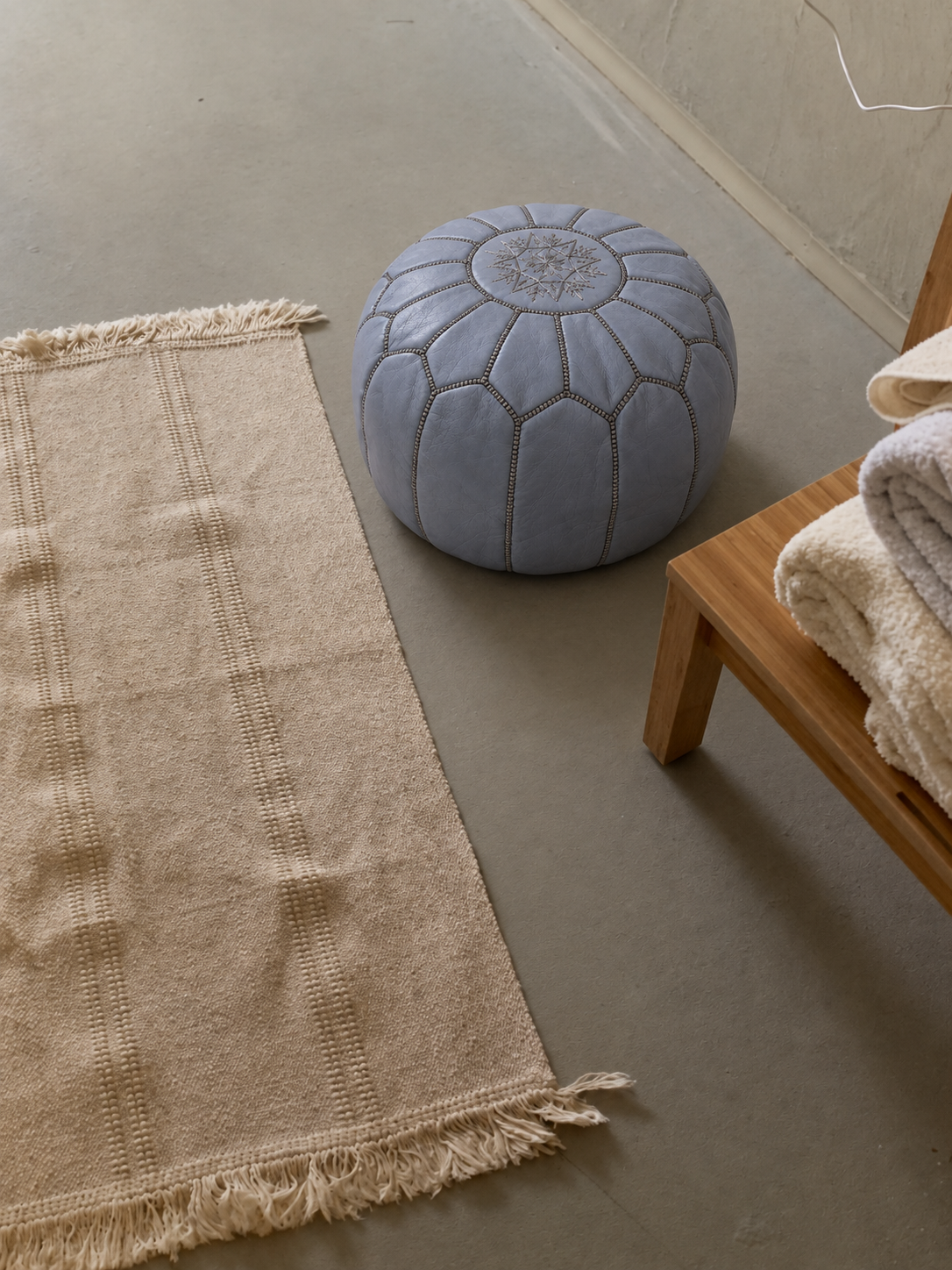 Handmade Moroccan Leather Pouf Cover – Brown