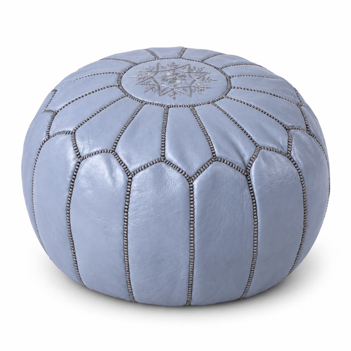 Handmade Moroccan Leather Pouf Cover – Brown