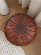Handmade Moroccan Leather Pouf Ottoman – Cinnamon Brown