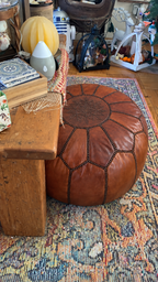 Handmade Moroccan Leather Pouf Ottoman – Cinnamon Brown