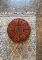Handmade Moroccan Leather Pouf Ottoman – Cinnamon Brown