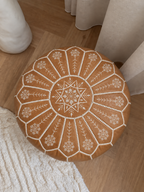 Handmade Moroccan Leather Pouf Ottoman – Brown