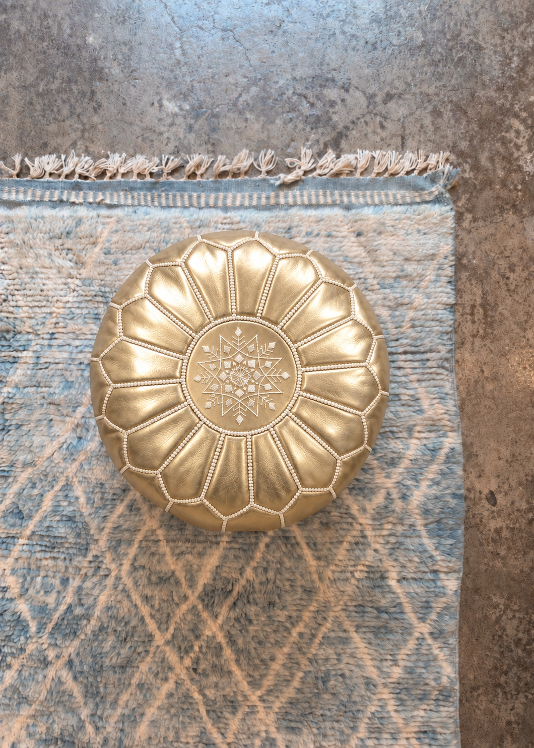 Handmade Moroccan Leather Pouf Cover – Natural