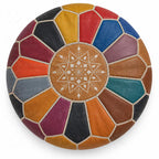 Handmade Moroccan Leather Pouf Ottoman – Multiple Colors