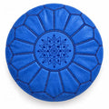 Handmade Moroccan Leather Pouf Ottoman – Blue