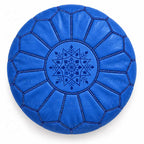 Handmade Moroccan Leather Pouf Ottoman – Blue