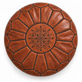 Handmade Moroccan Leather Pouf Ottoman – Cinnamon Brown