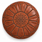 Handmade Moroccan Leather Pouf Ottoman – Cinnamon Brown