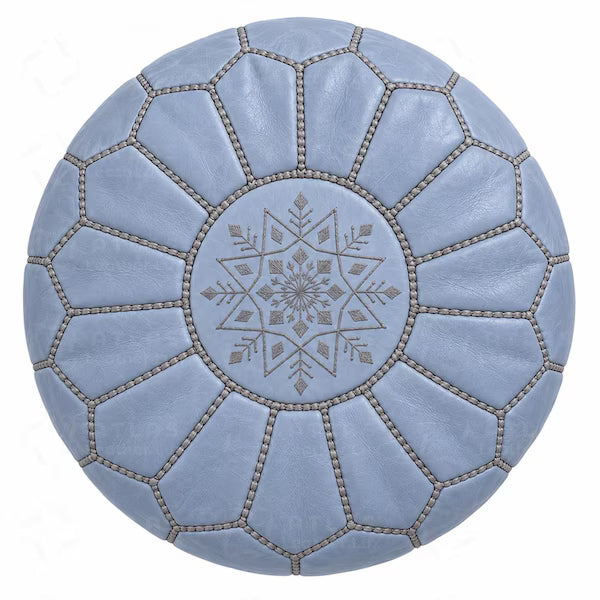 Handmade Moroccan Leather Pouf Cover – Brown