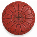 Handmade Moroccan Leather Pouf Ottoman – Red