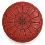 Handmade Moroccan Leather Pouf Ottoman – Red
