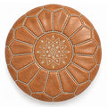 Handmade Moroccan Leather Pouf Ottoman – Brown