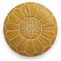 Handmade Moroccan Leather Pouf Cover – Silver
