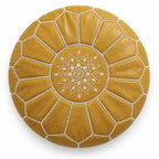 Handmade Moroccan Leather Pouf Cover – Silver