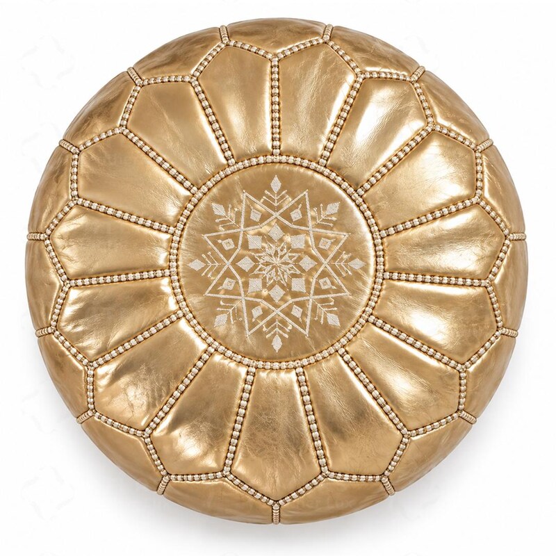 Handmade Moroccan Leather Pouf Cover – Natural