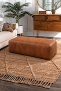 Handmade Moroccan Leather Pouf Ottoman – Dark Brown