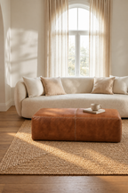 Handmade Moroccan Leather Pouf Ottoman – Dark Brown