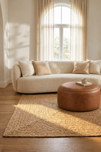 Handmade Moroccan Leather Pouf Ottoman – Brown