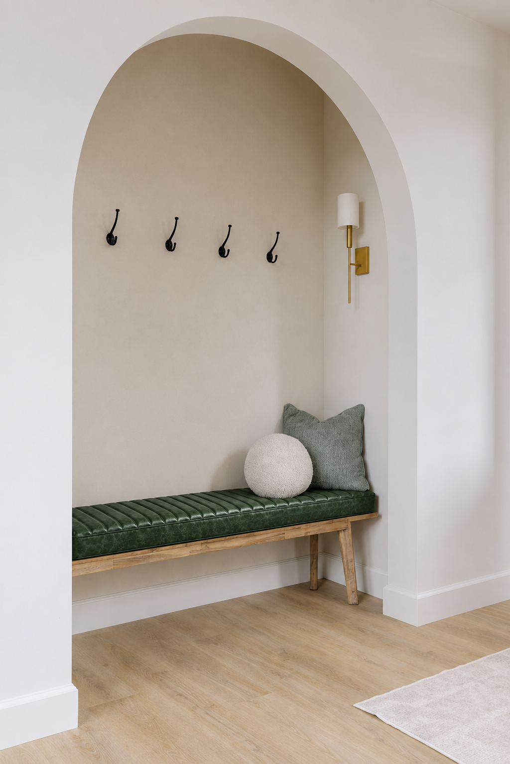 Leather Bench Cushion - Green and Unstuffed