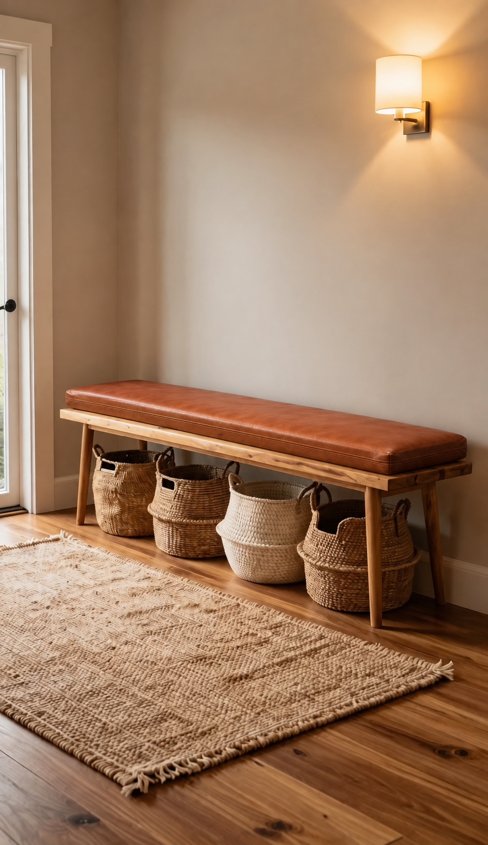 Handmade Leather Bench Cushion - Brown and Unstuffed