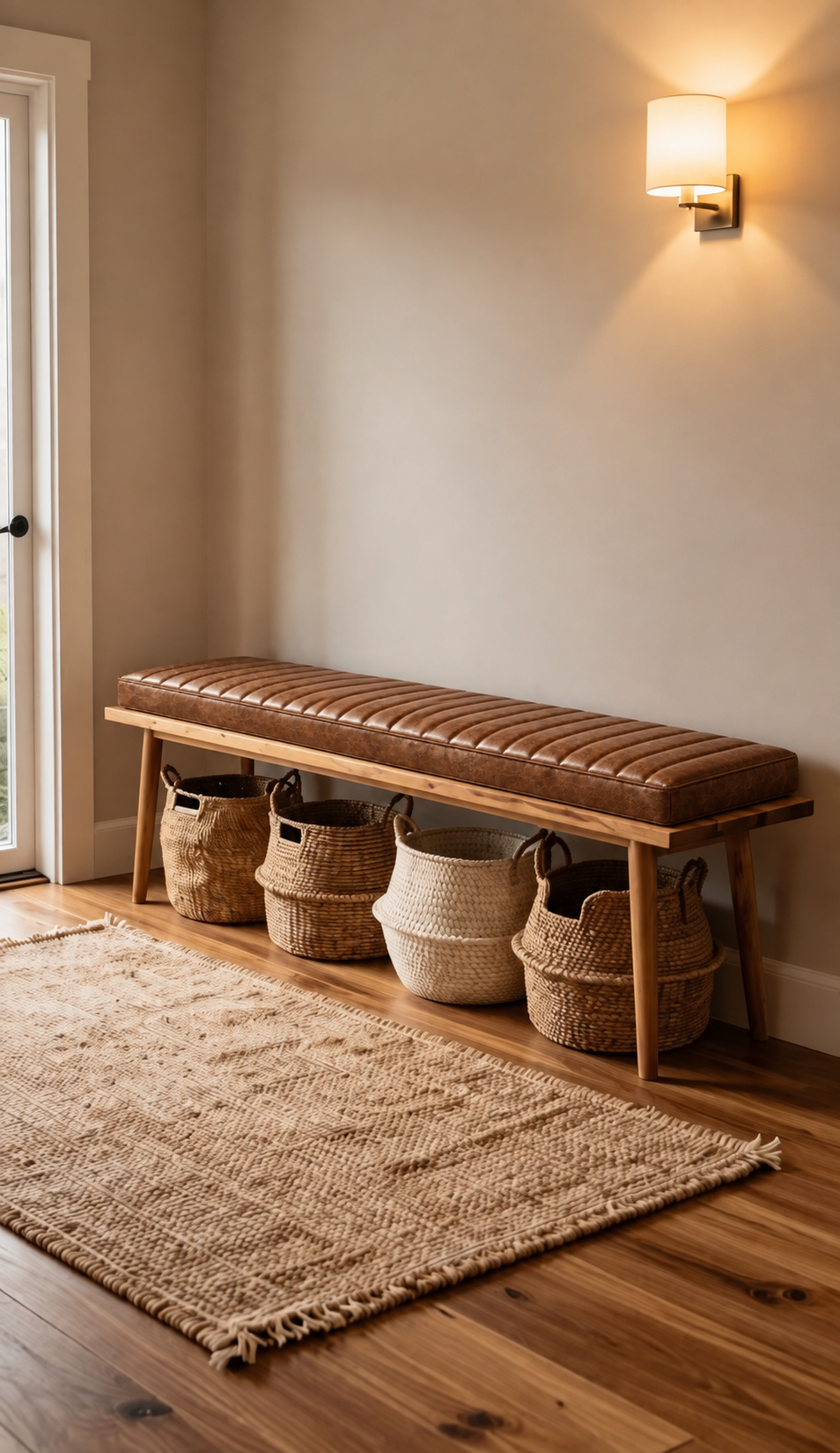 Handmade Leather Bench Cushion - Brown and Unstuffed