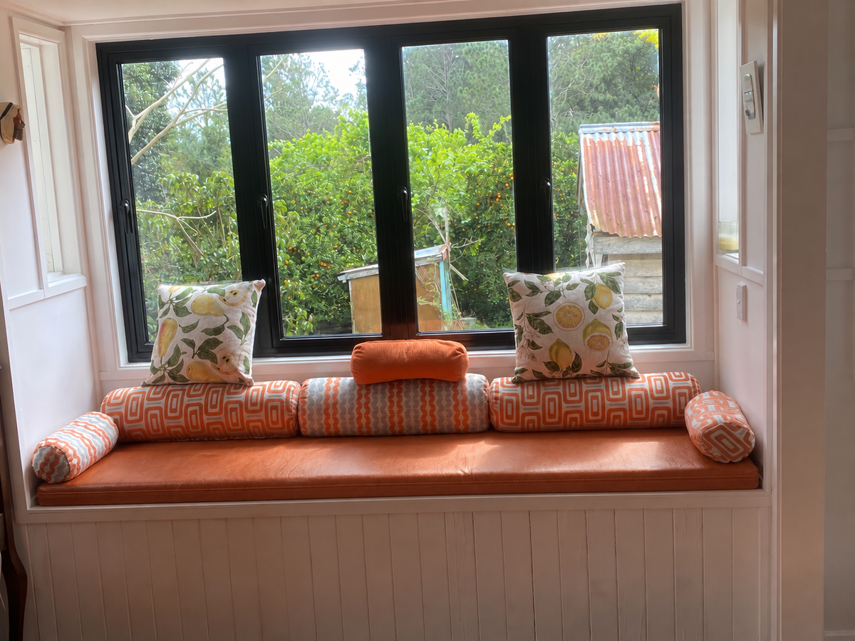 Handmade Leather Bench Cushion - Brown and Unstuffed