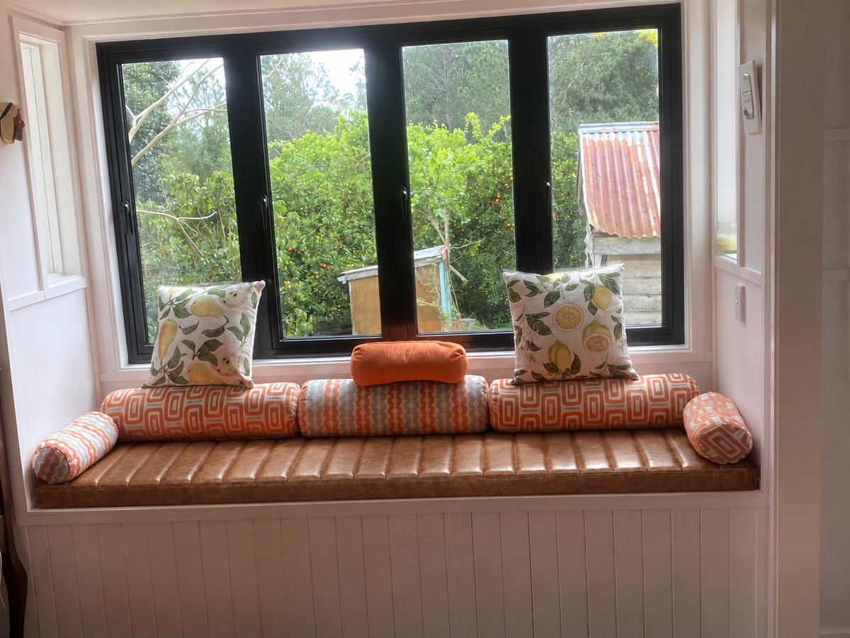 Handmade Leather Bench Cushion - Brown and Unstuffed