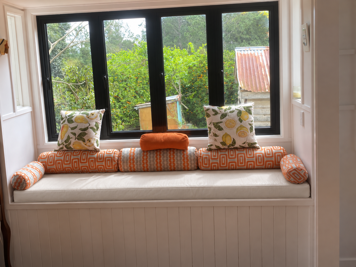 Leather Bench Cushion - White and Unstuffed