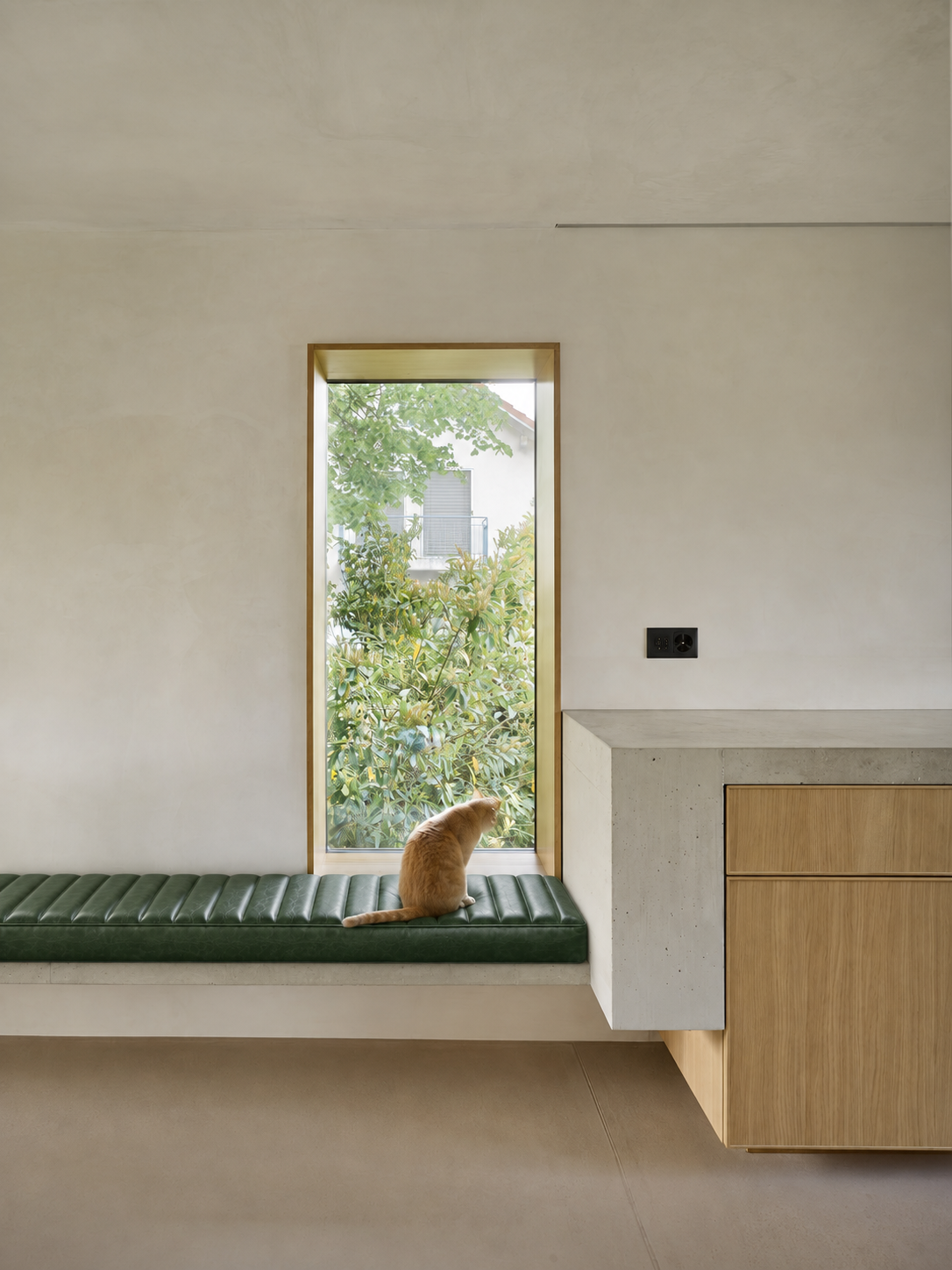 Leather Bench Cushion - Green and Unstuffed