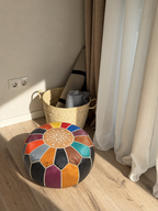 Handmade Moroccan Leather Pouf Ottoman – Multiple Colors