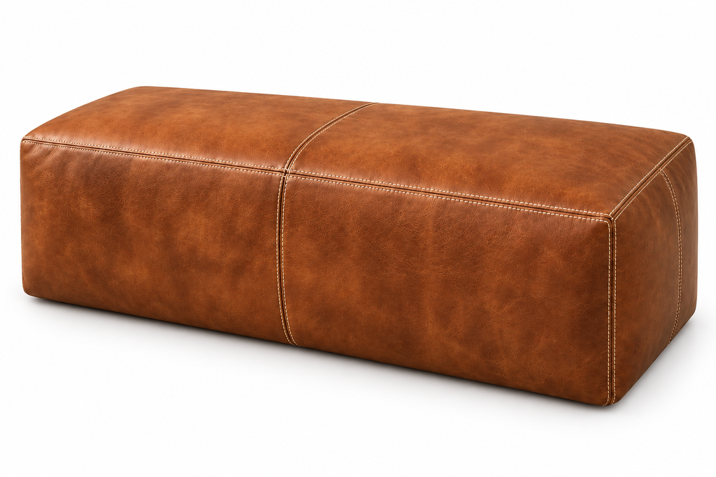 Handmade Moroccan Leather Pouf Ottoman – Dark Brown