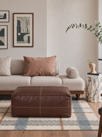 Handmade Moroccan Leather Pouf Ottoman – Dark Brown