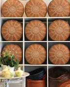 Handmade Moroccan Leather Pouf Ottoman – Brown